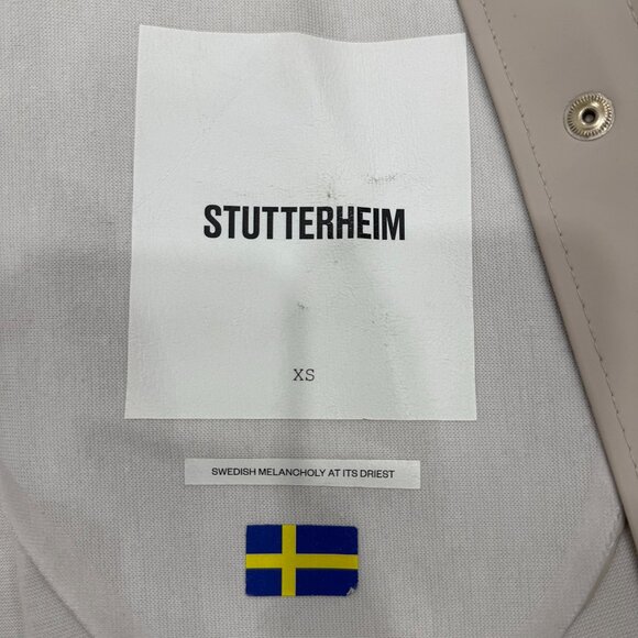 Stutterheim Raincoat Womens Extra Small XS Beige Mosebacke Long Hooded Jacket - Picture 3 of 14